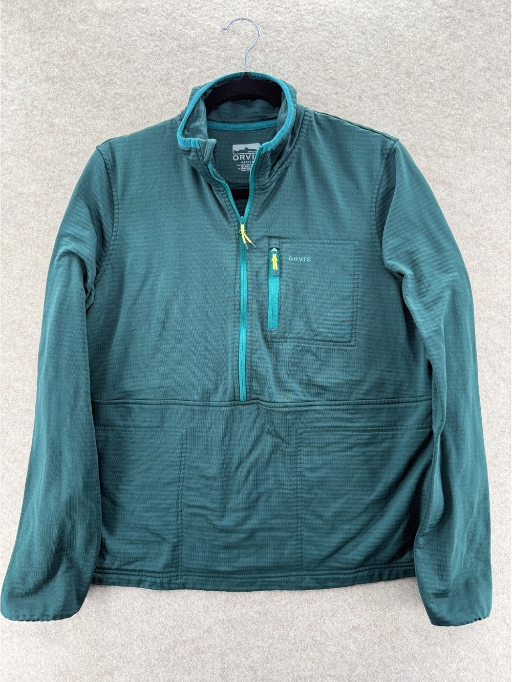 Orvis Quarter Zip Pullover Green Stretch Fleece Jacket Womens Medium